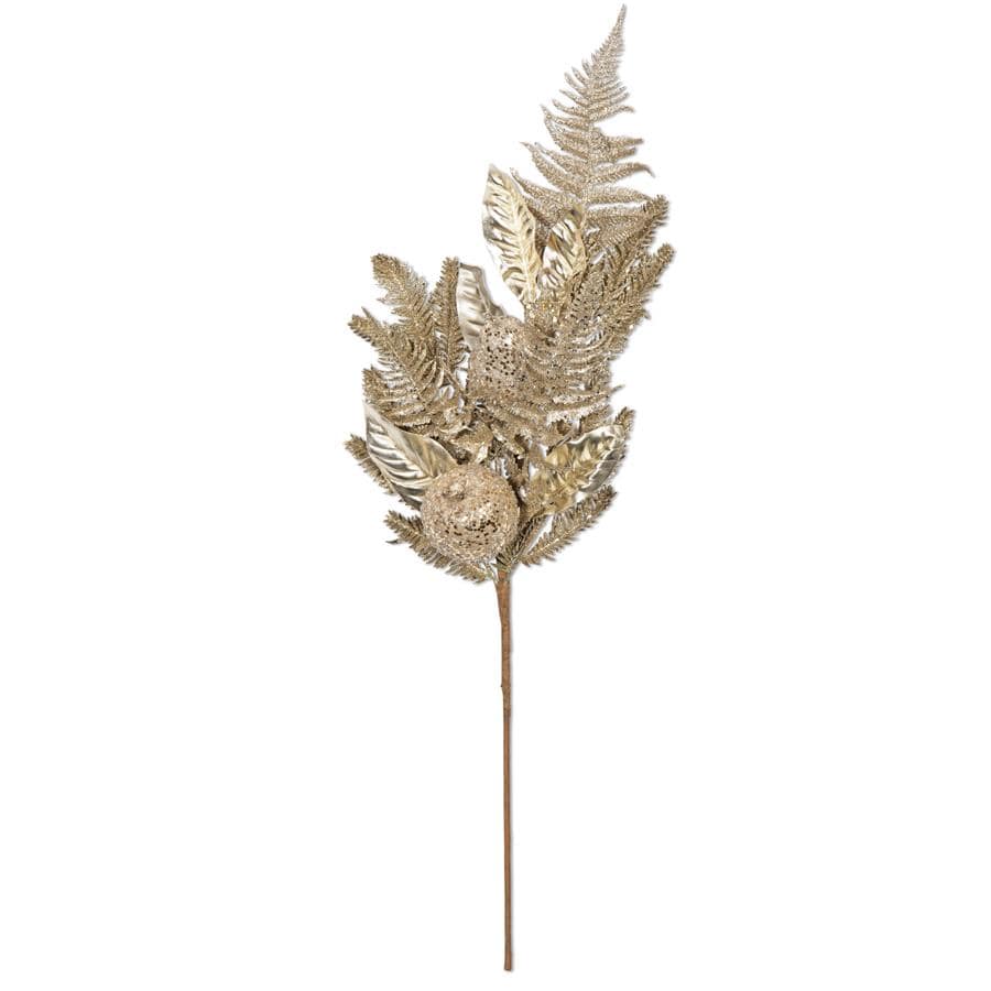 Gold & Silver Glittered Stem 31" - Fern, Magnolia, Pine & Sequin Fruit