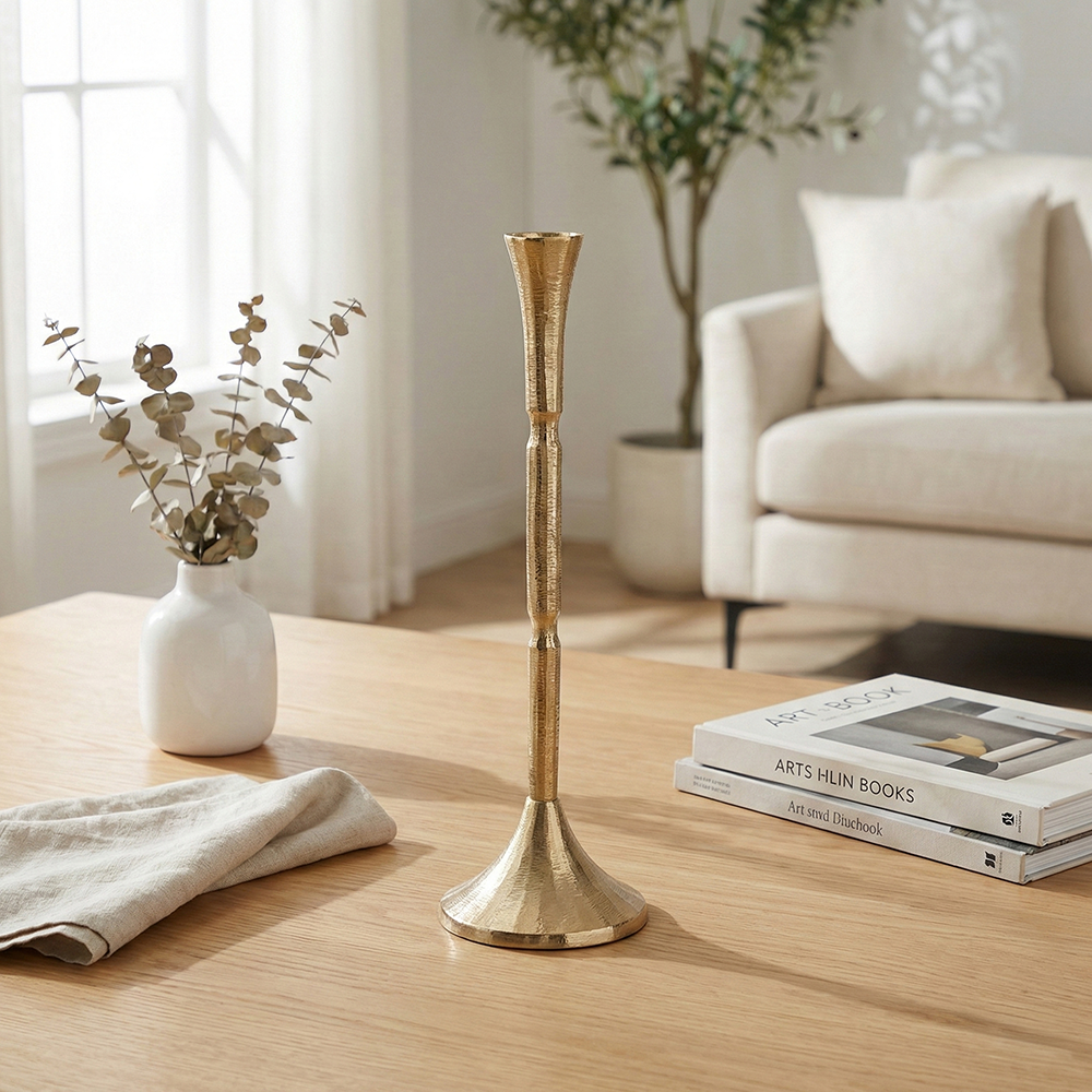 Gold_Textured_Taper_Candle_Holder_14_inch_1