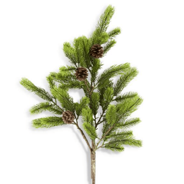 Green Fir & Cypress Pine Branch with Pinecones, 40" - Single Stem Artificial Greenery