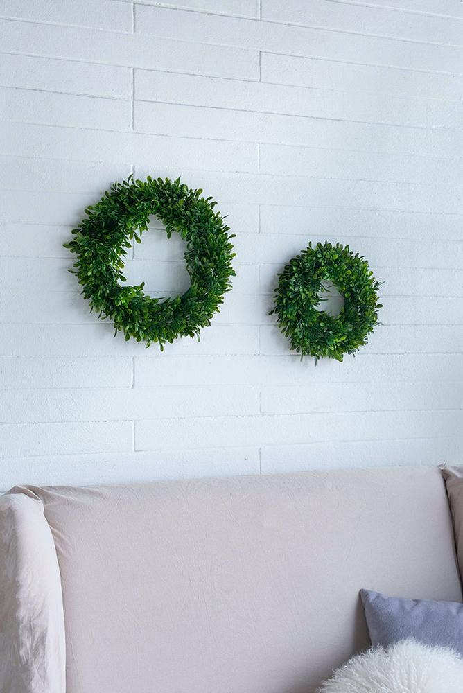Greenery Wreath Set of 2 - 16" & 12" Artificial Faux Floral Greenery