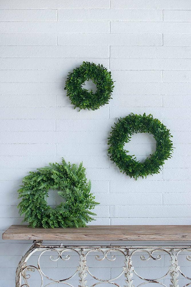 Greenery Wreath Set of 2 - 16" & 12" Artificial Faux Floral Greenery