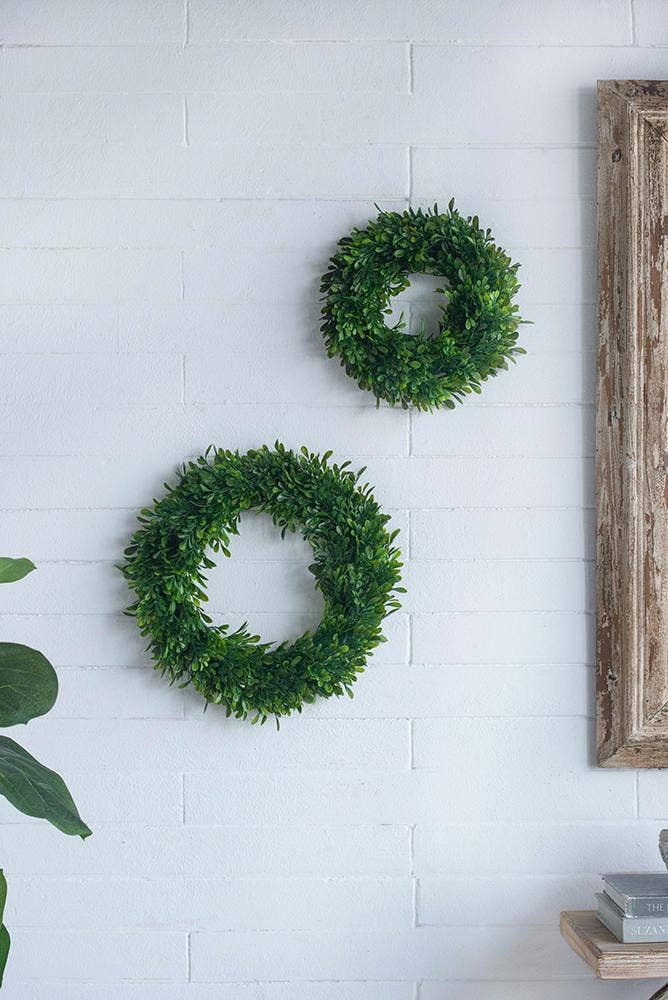 Greenery Wreath Set of 2 - 16" & 12" Artificial Faux Floral Greenery