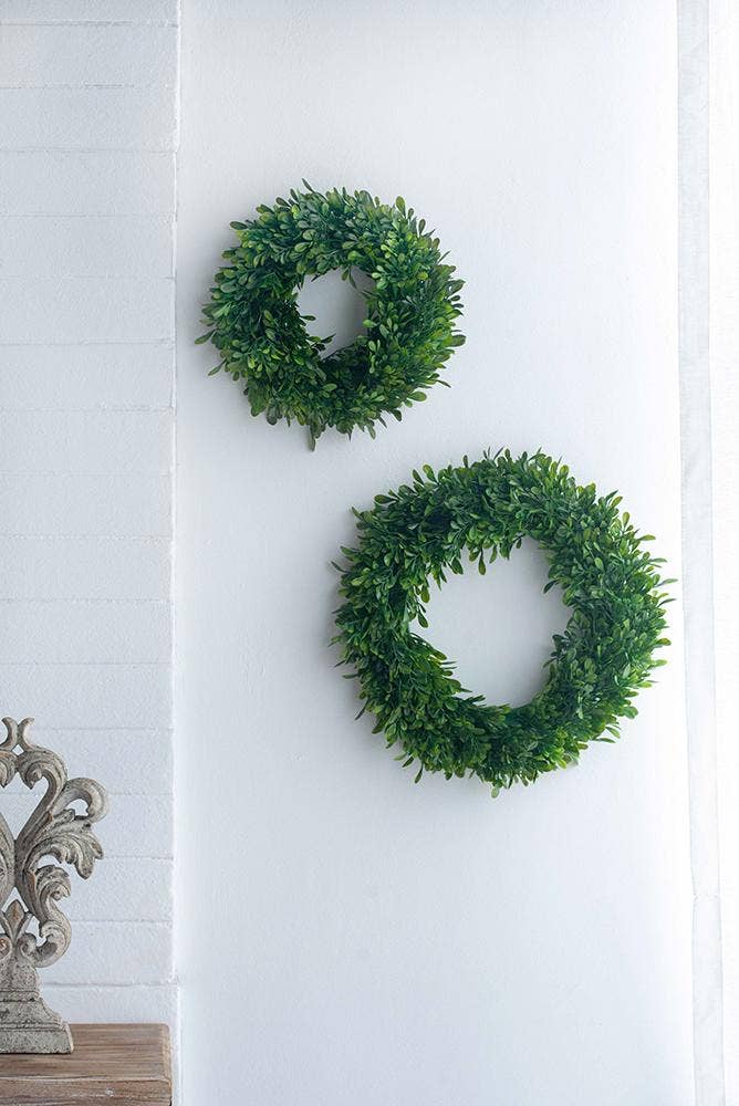 Greenery Wreath Set of 2 - 16" & 12" Artificial Faux Floral Greenery
