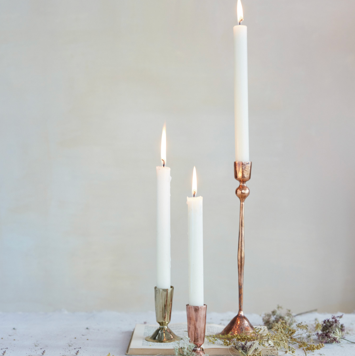 Hand-Forged Iron Taper Candle Holder | Antique Copper Finish