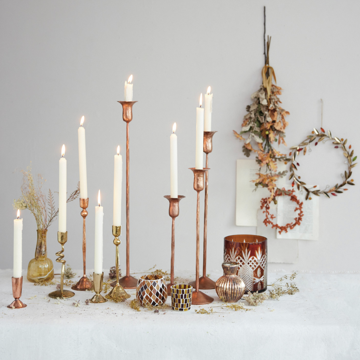 Hand-Forged Iron Taper Candle Holder | Antique Copper Finish