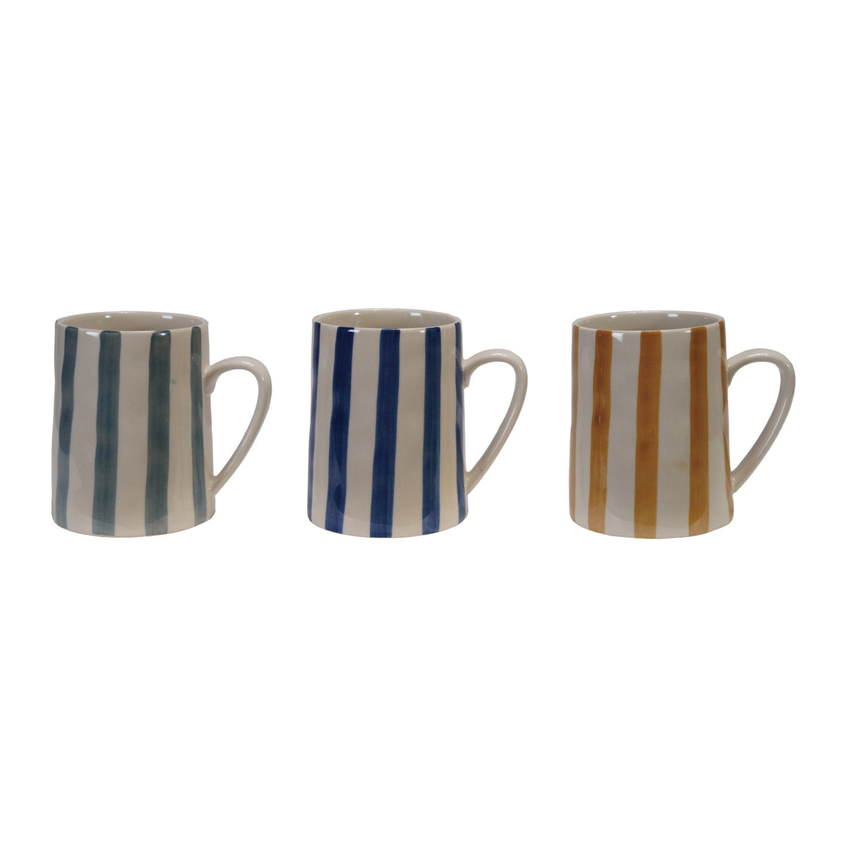 Hand-Painted Stoneware Mug, 14 oz. | Yellow, Blue or Green