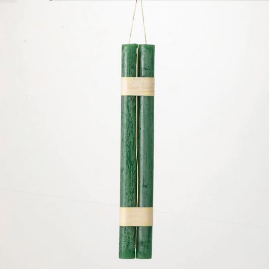 HOLLY GREEN HANGING TAPER CANDLES SET OF 2