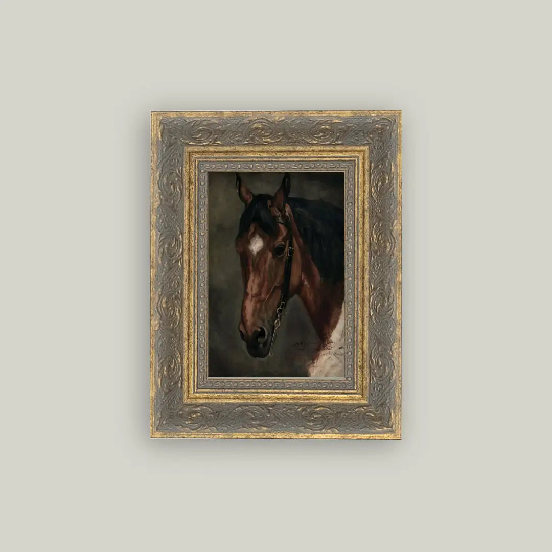 Horse Portrait Framed Art - Ornate Gold-Tone Frame