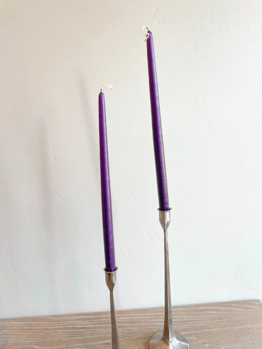 Dark Purple Hand-Dipped Tapered Candle - Box of 12 - Unscented