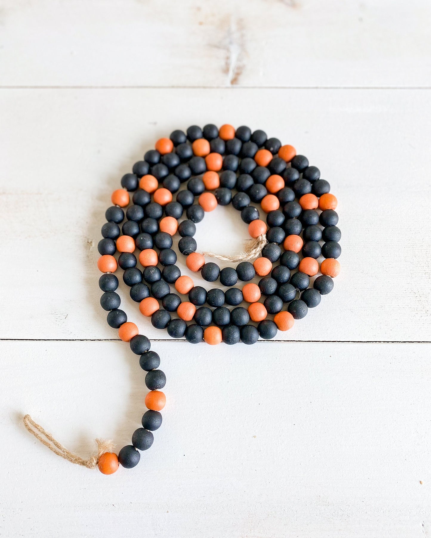 Black and Orange Wood Beaded Garland