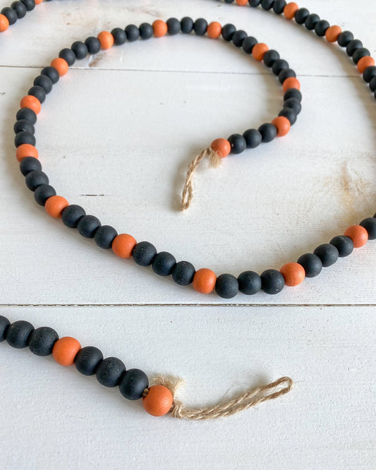 Black and Orange Wood Beaded Garland