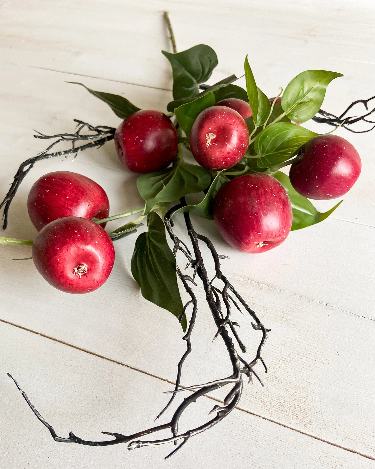 31 INCH RED APPLE AND TWIG W/FOLIAGE STEM