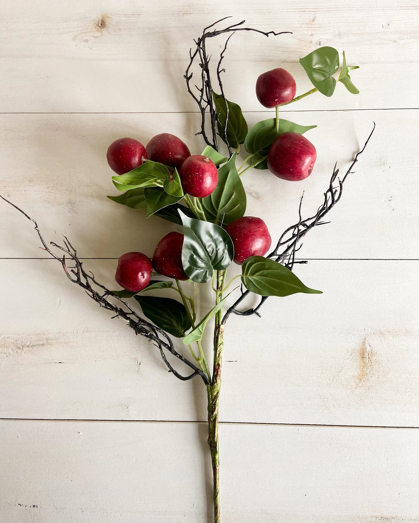 31 INCH RED APPLE AND TWIG W/FOLIAGE STEM