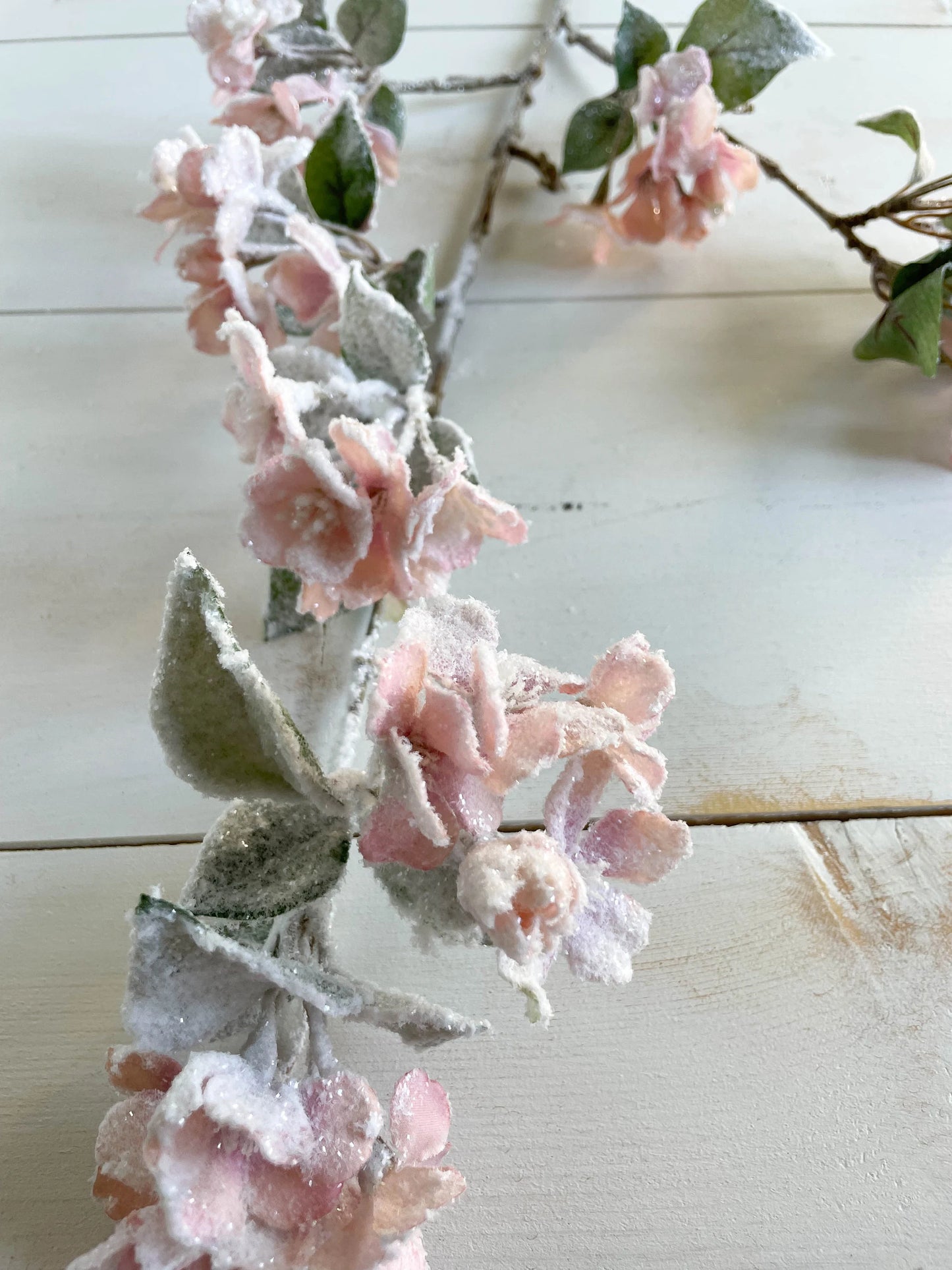 Snowed Quince Blossom Spray Pink 35"