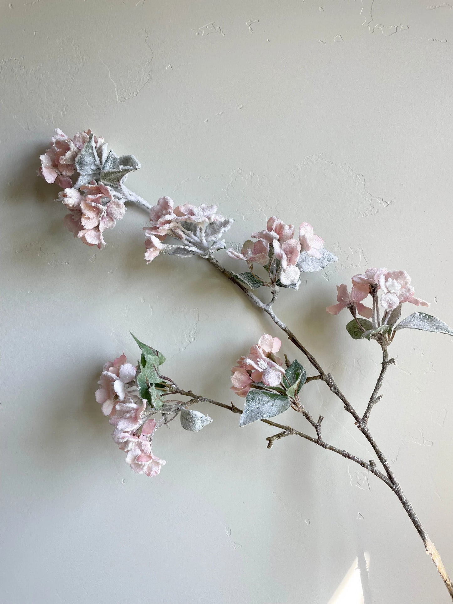 Snowed Quince Blossom Spray Pink 35"