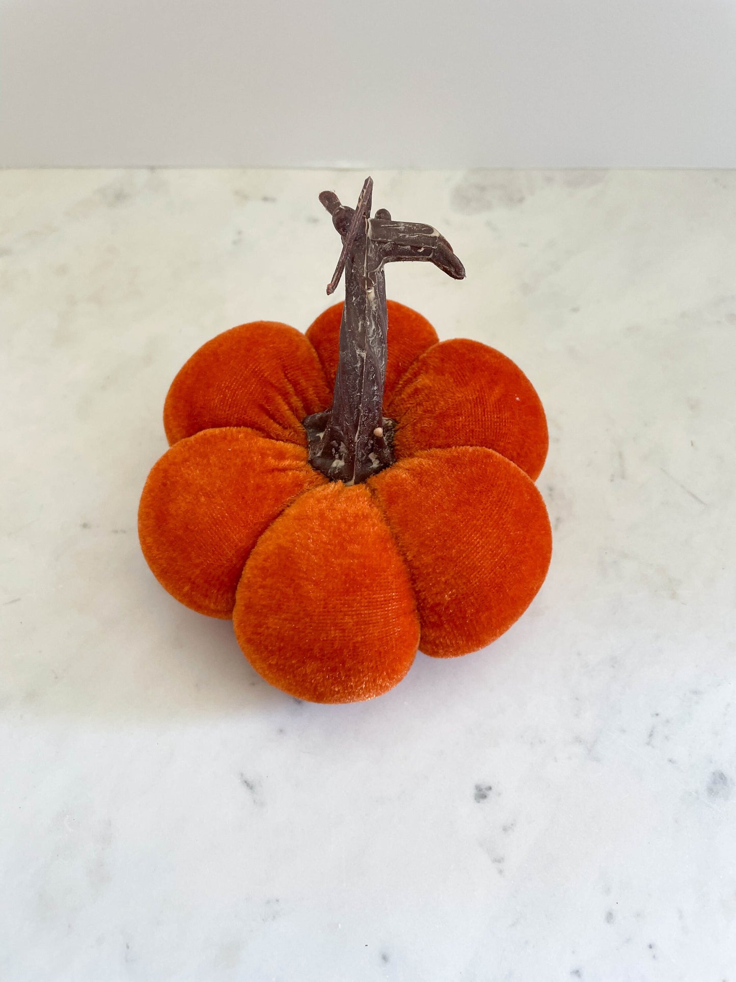 3" Orange Velvet Pumpkin