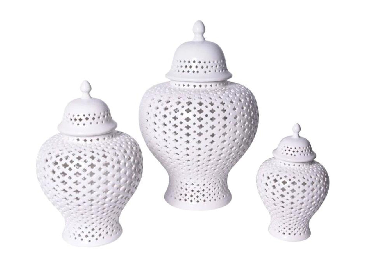 White Lattice Porcelain Ginger Jar - 3 Sizes