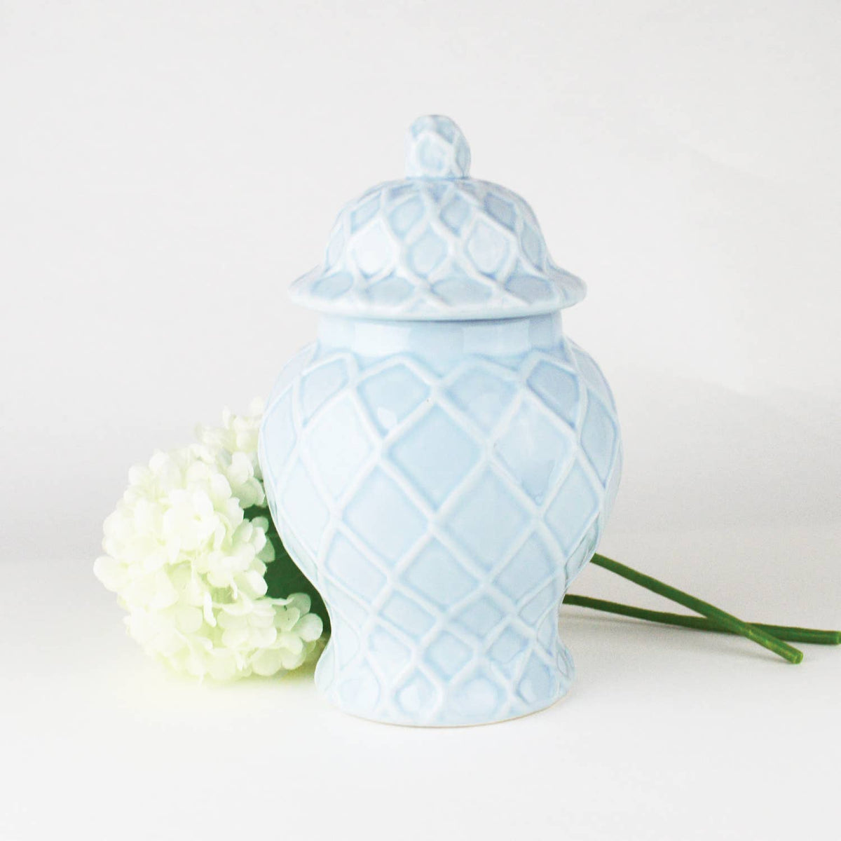 Light Blue Textured Ginger Jars - Three Sizes