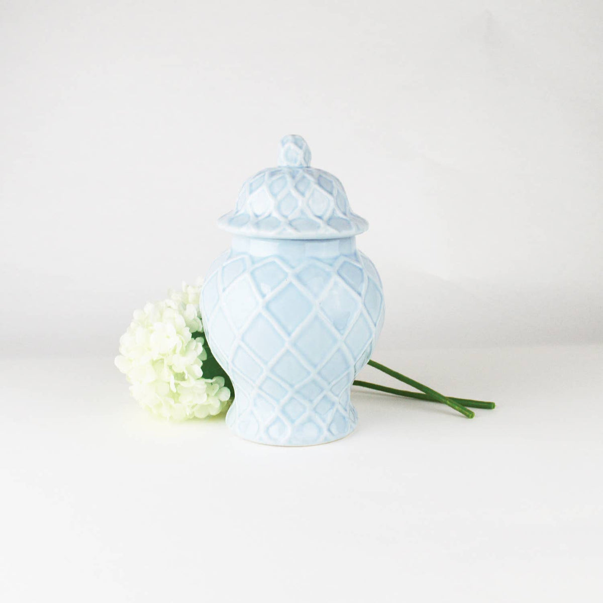 Light Blue Textured Ginger Jars - Three Sizes