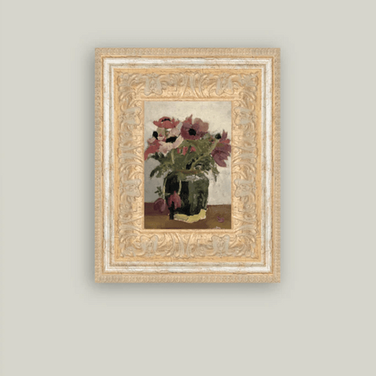 Mauve Floral Framed Vintage Art