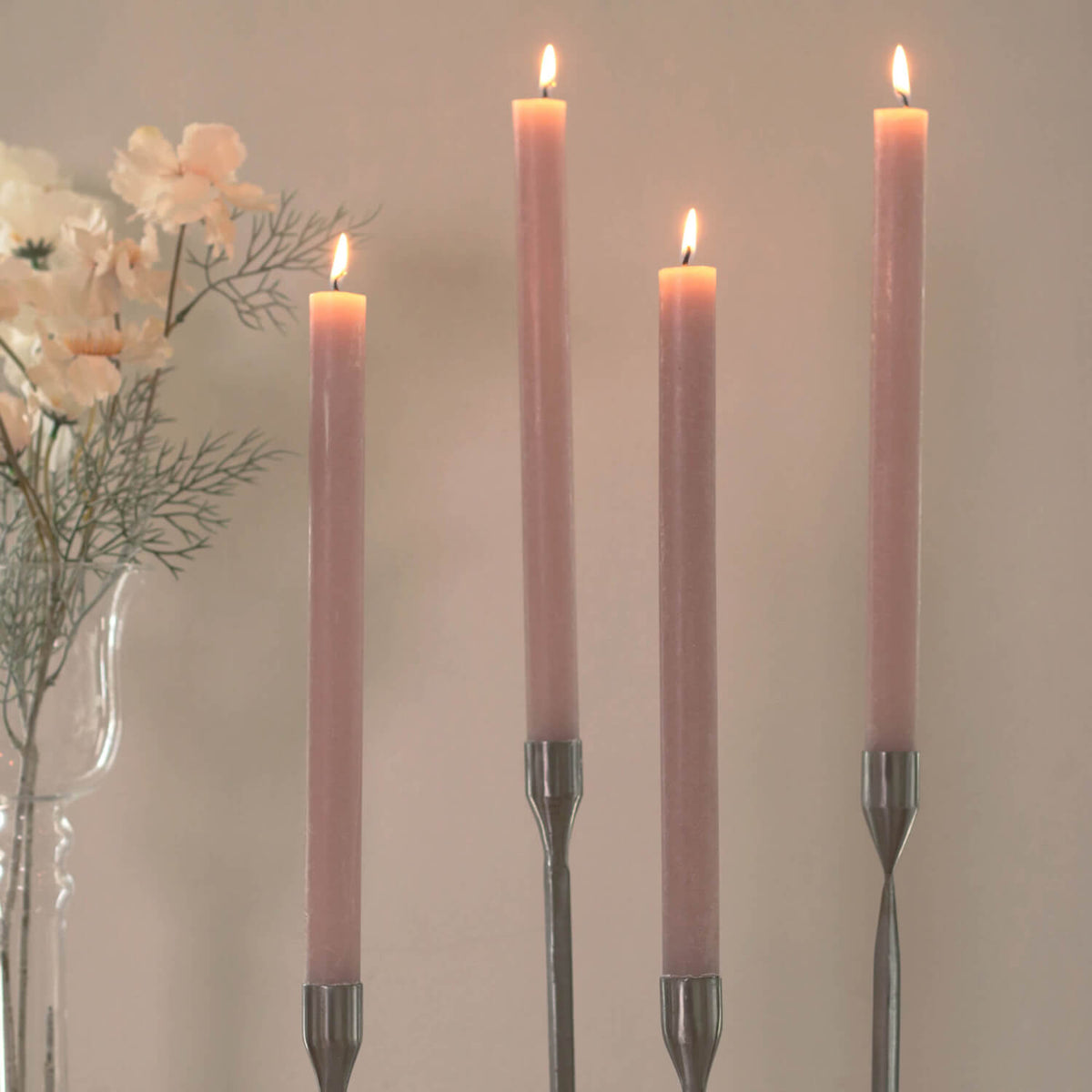 MAUVE HANGING TAPER CANDLES SET OF 2