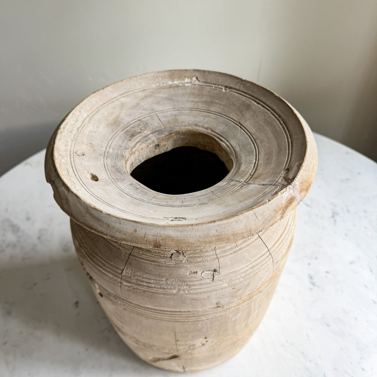 Nepali Water Pot Vase - Bleached Wood Option 3