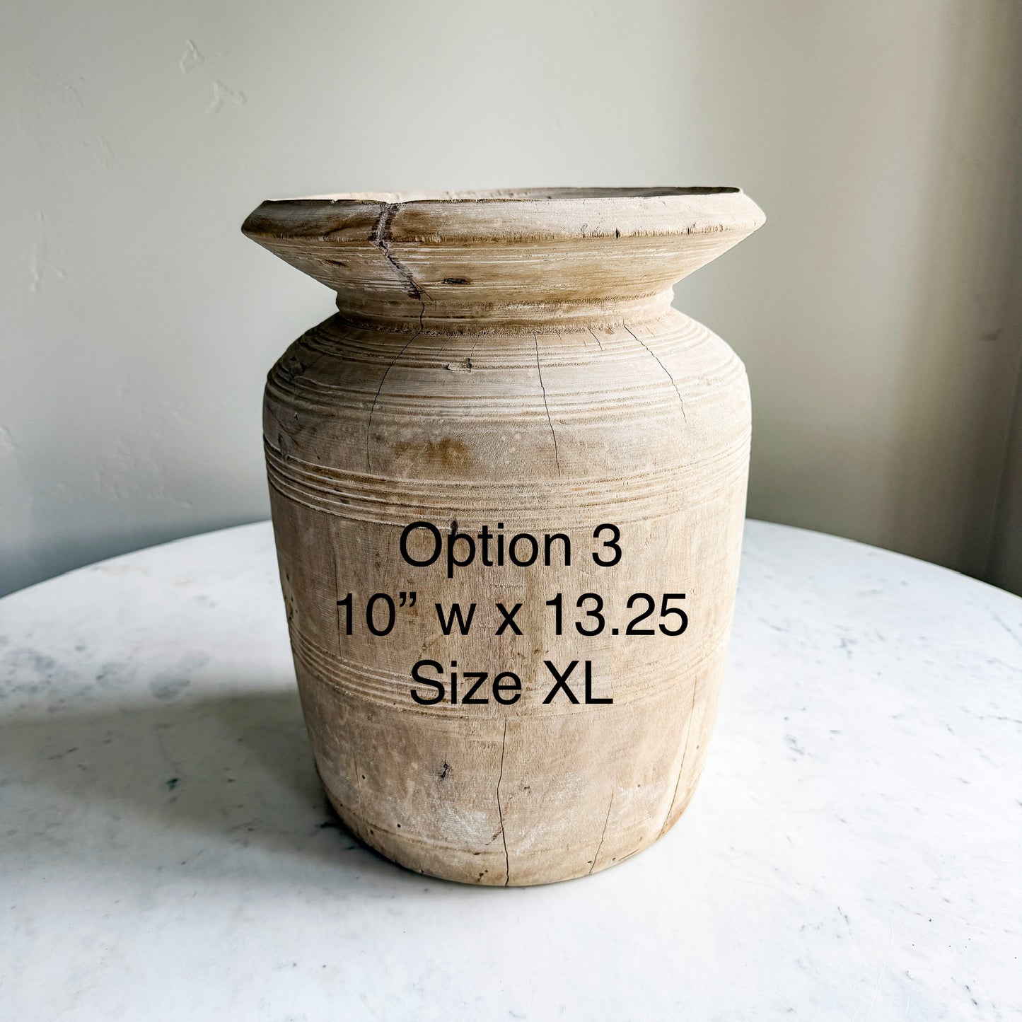 Nepali Water Pot Vase - Bleached Wood Option 3