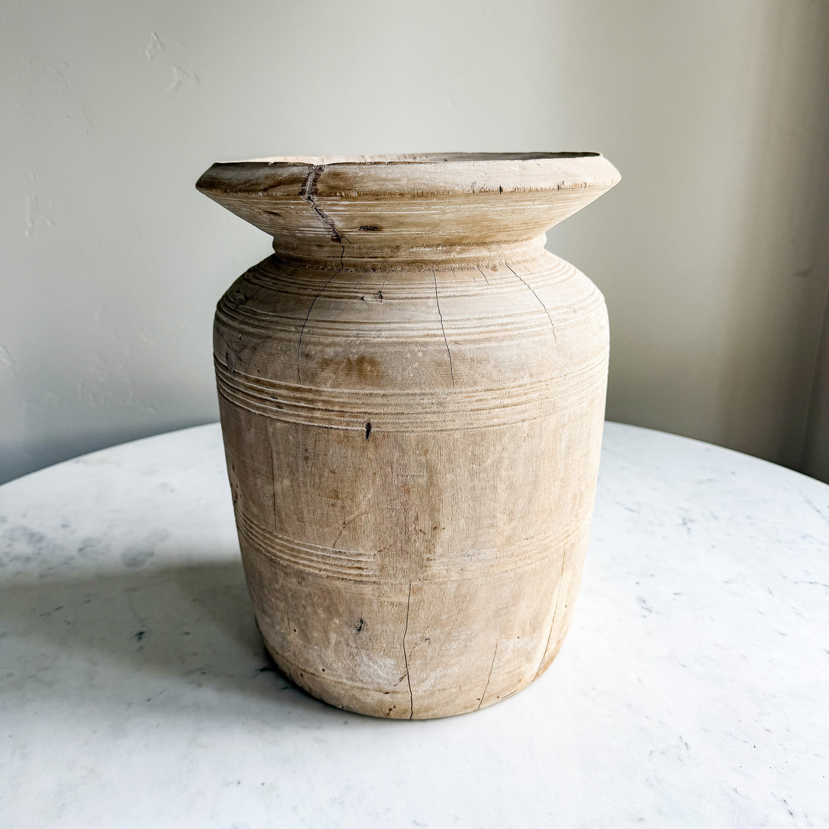 Nepali Water Pot Vase - Bleached Wood Option 3
