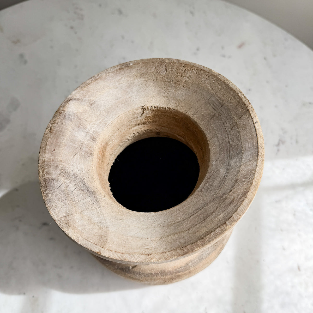 Nepali Water Pot Vase - Bleached Wood | Large Handmade Rustic Vessel Option 1