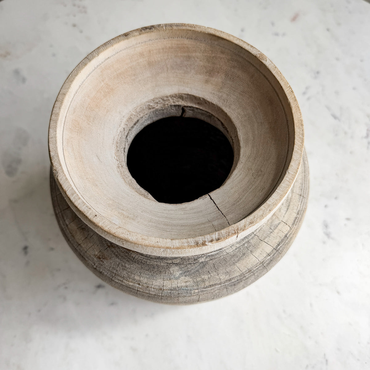 Nepali Water Pot Vase - Bleached Wood | Large Handmade Rustic Vessel Option 2