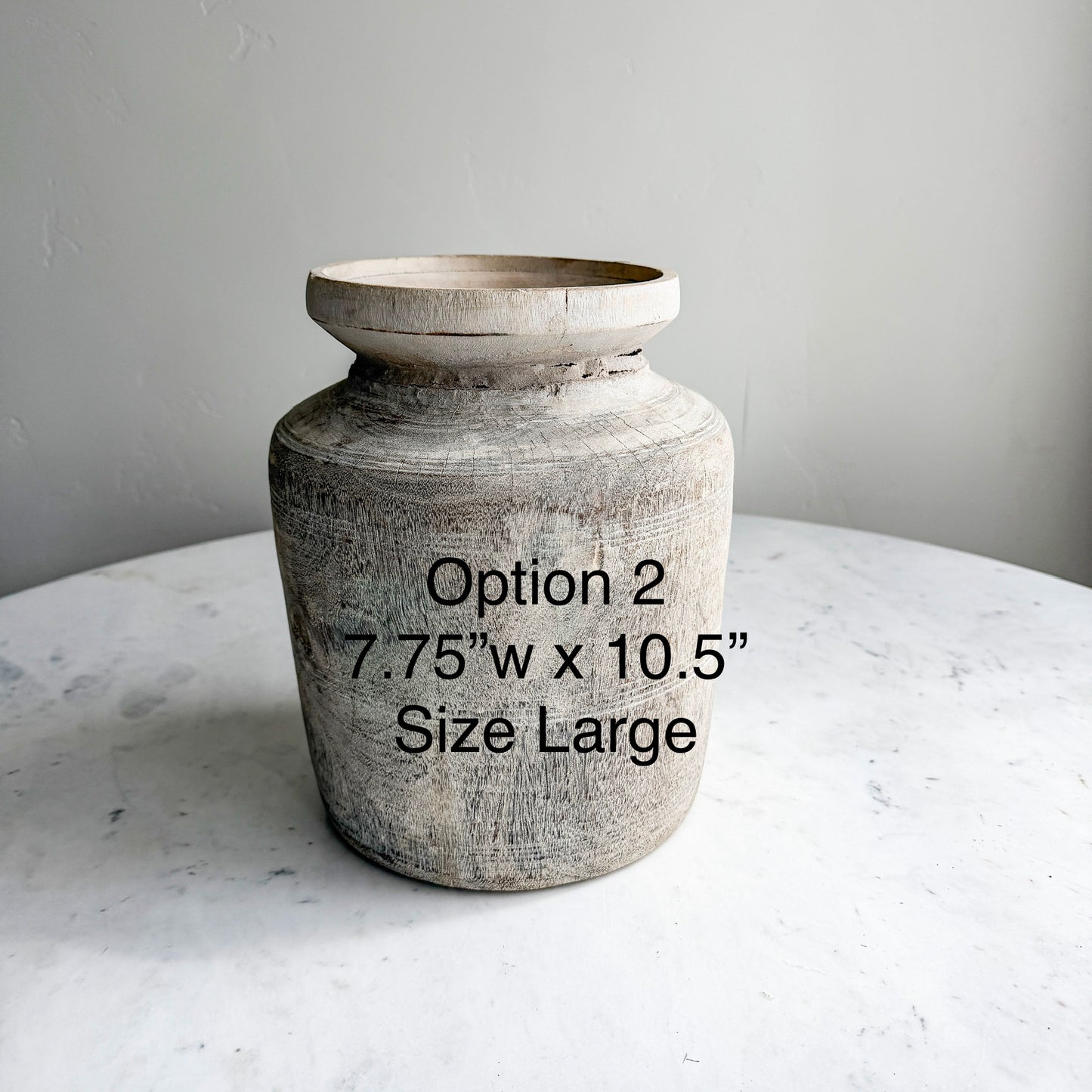 Nepali Water Pot Vase - Bleached Wood | Large Handmade Rustic Vessel Option 2