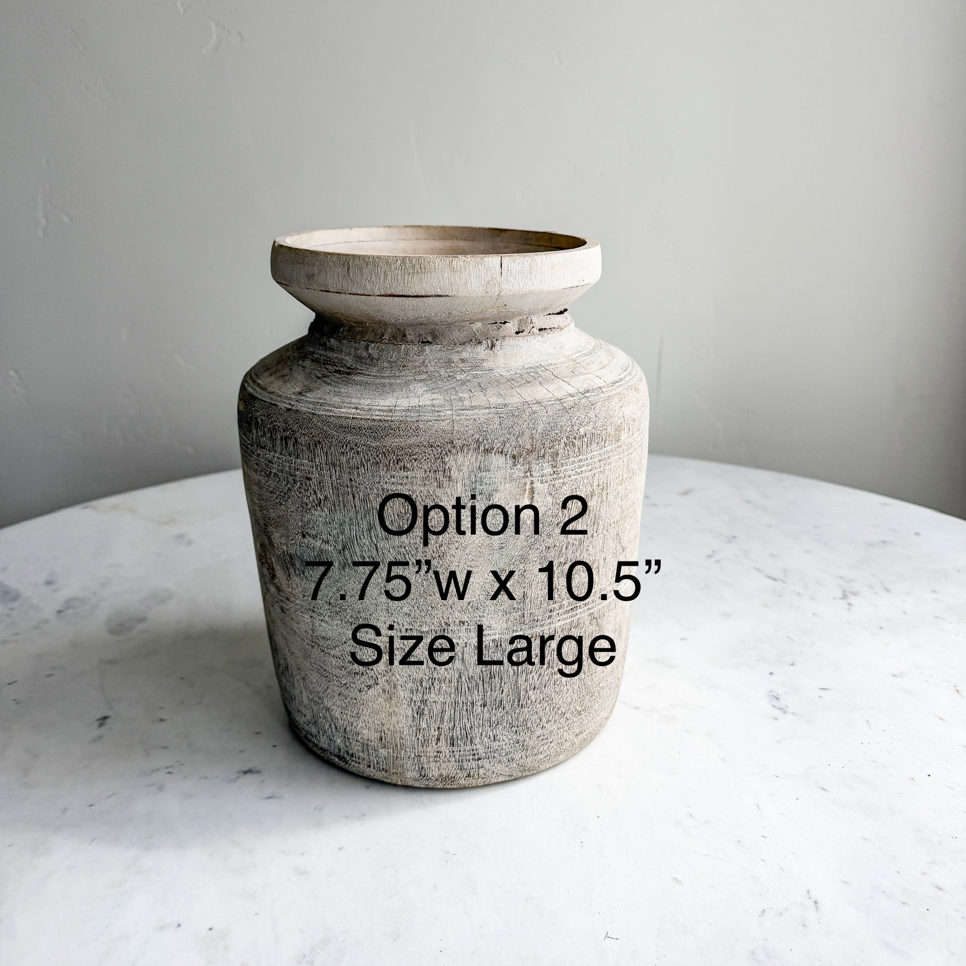 Nepali Water Pot Vase - Bleached Wood | Large Handmade Rustic Vessel Option 2