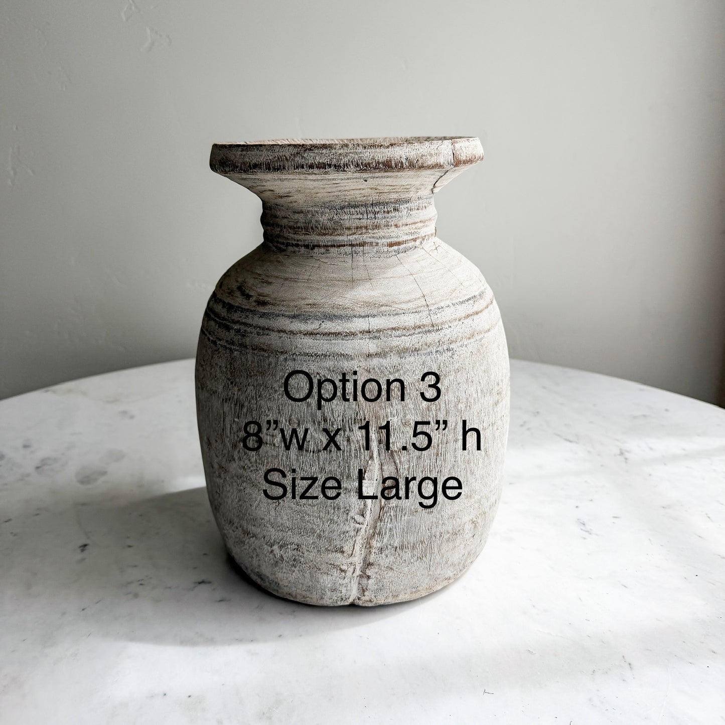 Nepali Water Pot Vase - Bleached Wood | Large Handmade Rustic Vessel Option 3