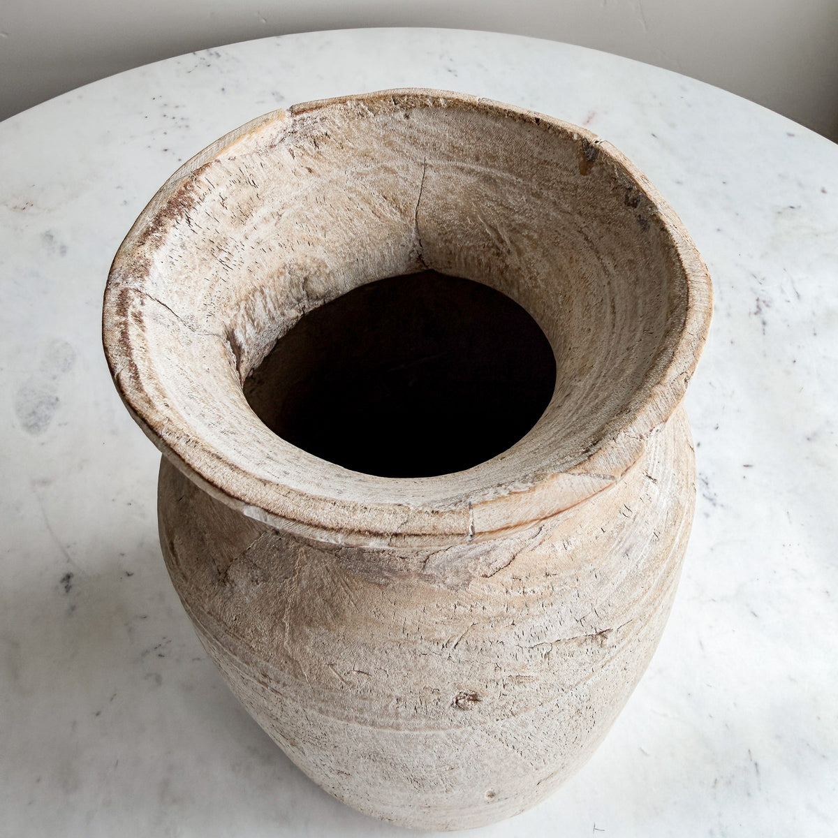 Nepali Water Pot Vase - Bleached Wood | Large Handmade Rustic Vessel Option 4