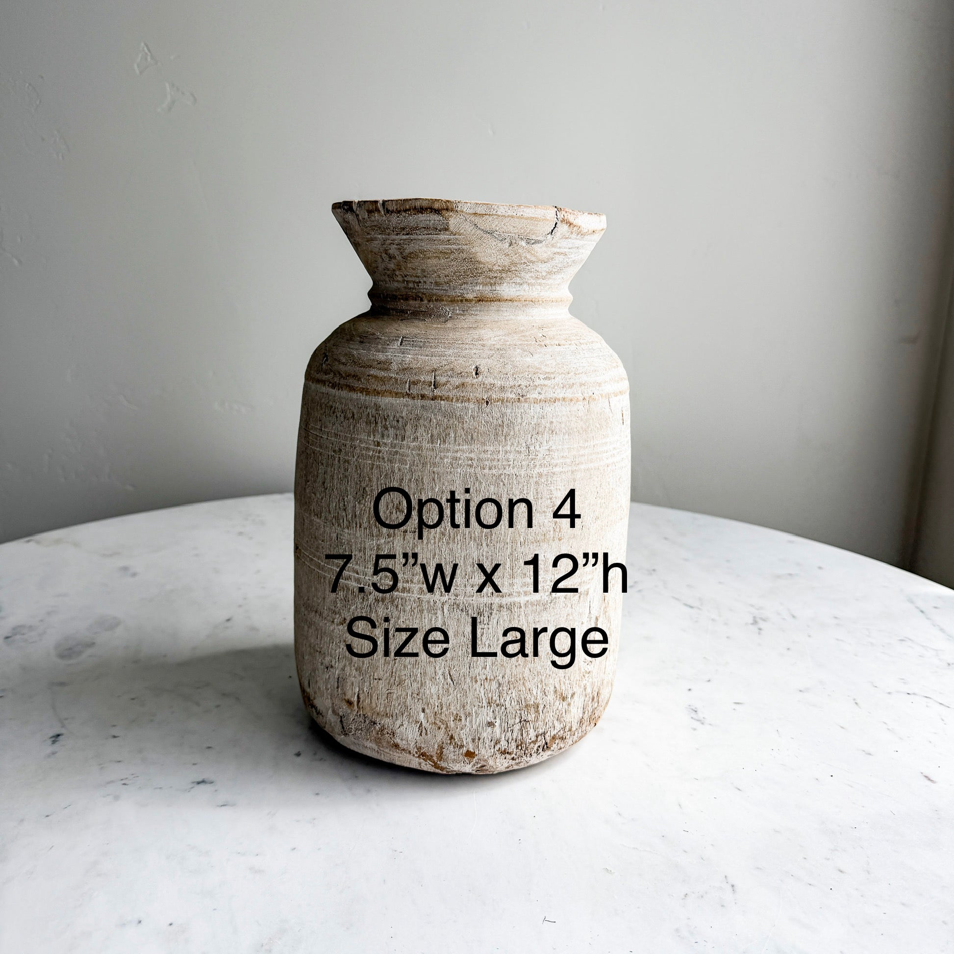 Nepali Water Pot Vase - Bleached Wood | Large Handmade Rustic Vessel Option 4