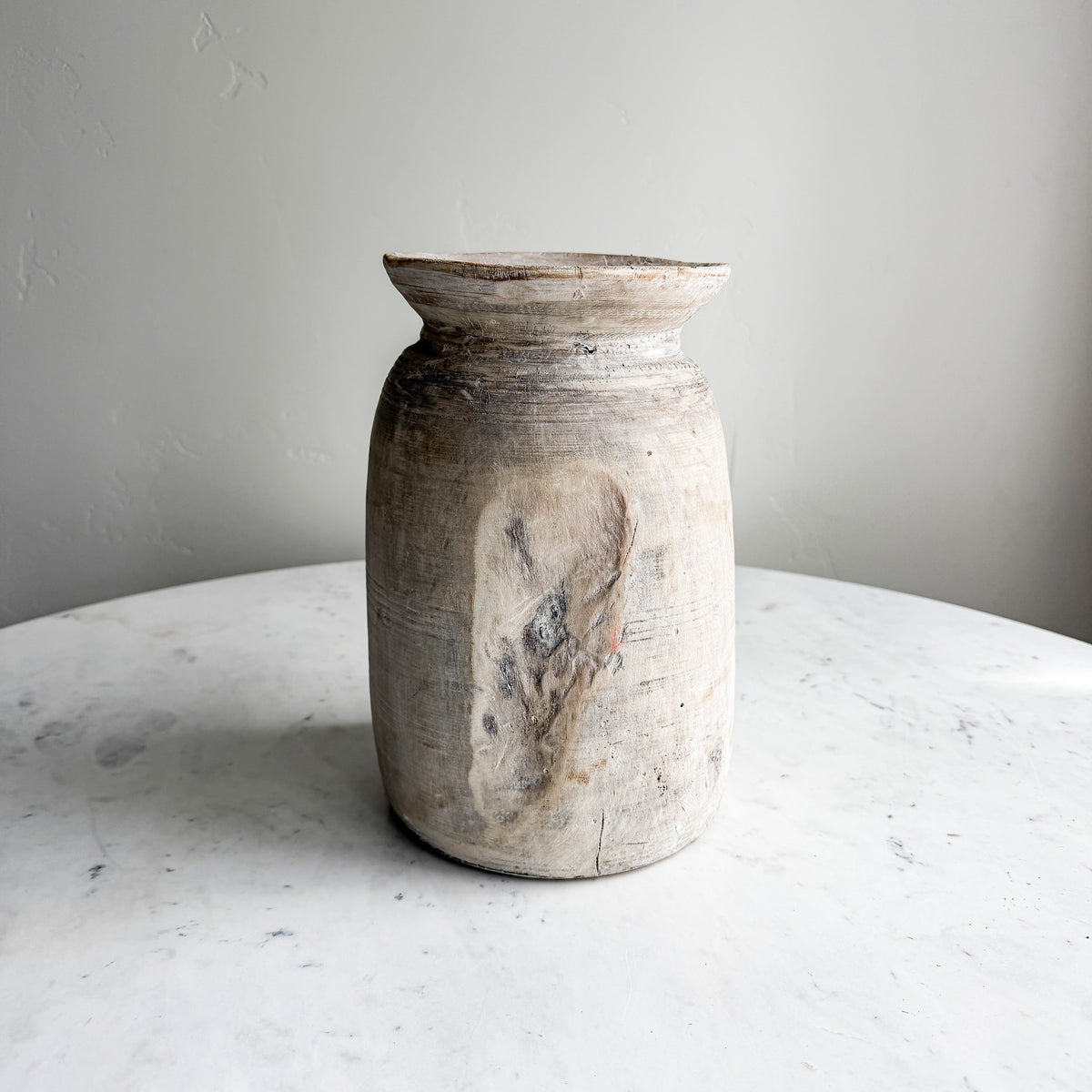 Nepali Water Pot Vase - Bleached Wood | Large Handmade Rustic Vessel Option 5