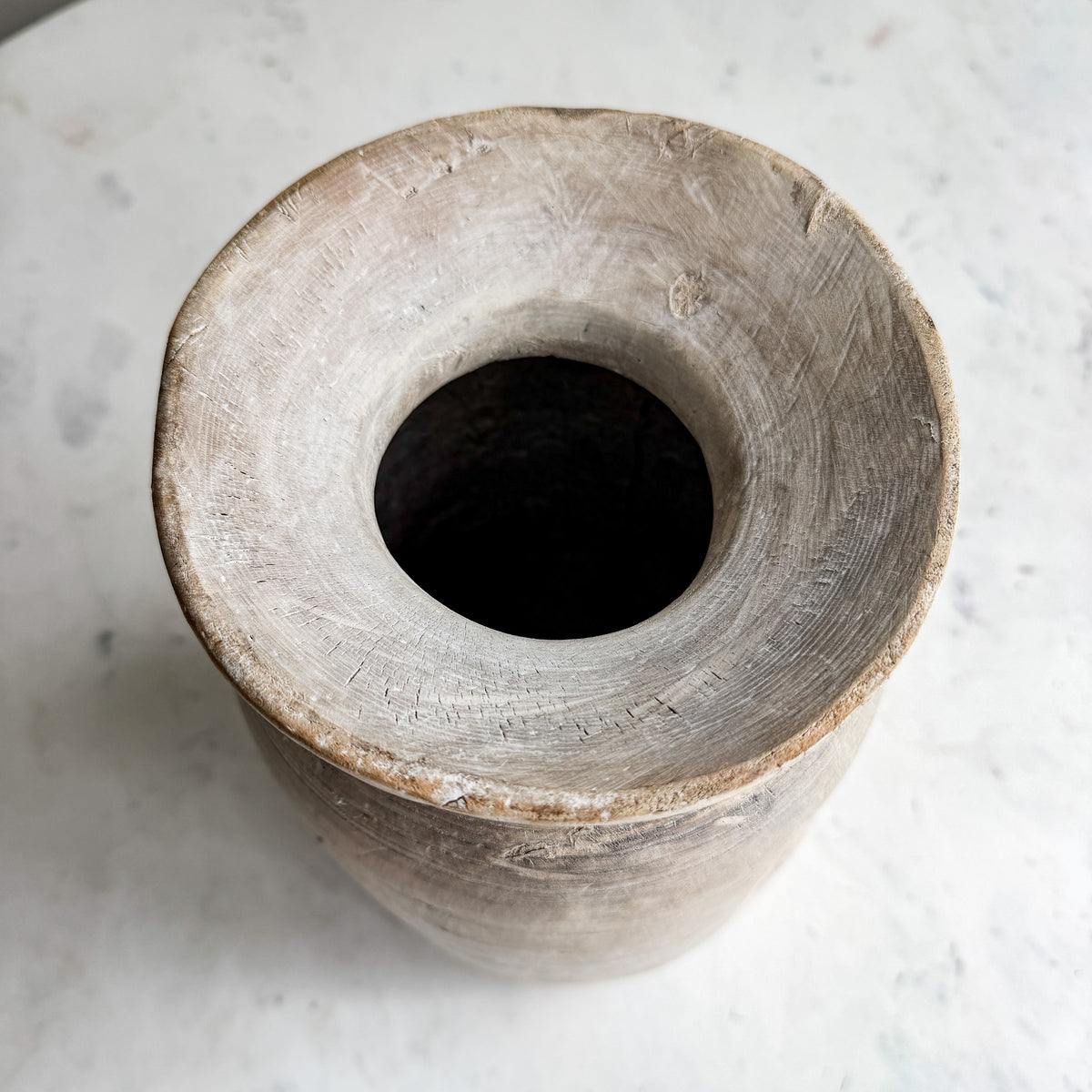 Nepali Water Pot Vase - Bleached Wood | Large Handmade Rustic Vessel Option 5