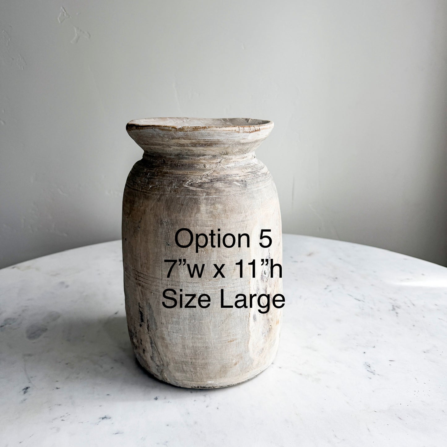 Nepali Water Pot Vase - Bleached Wood | Large Handmade Rustic Vessel Option 5