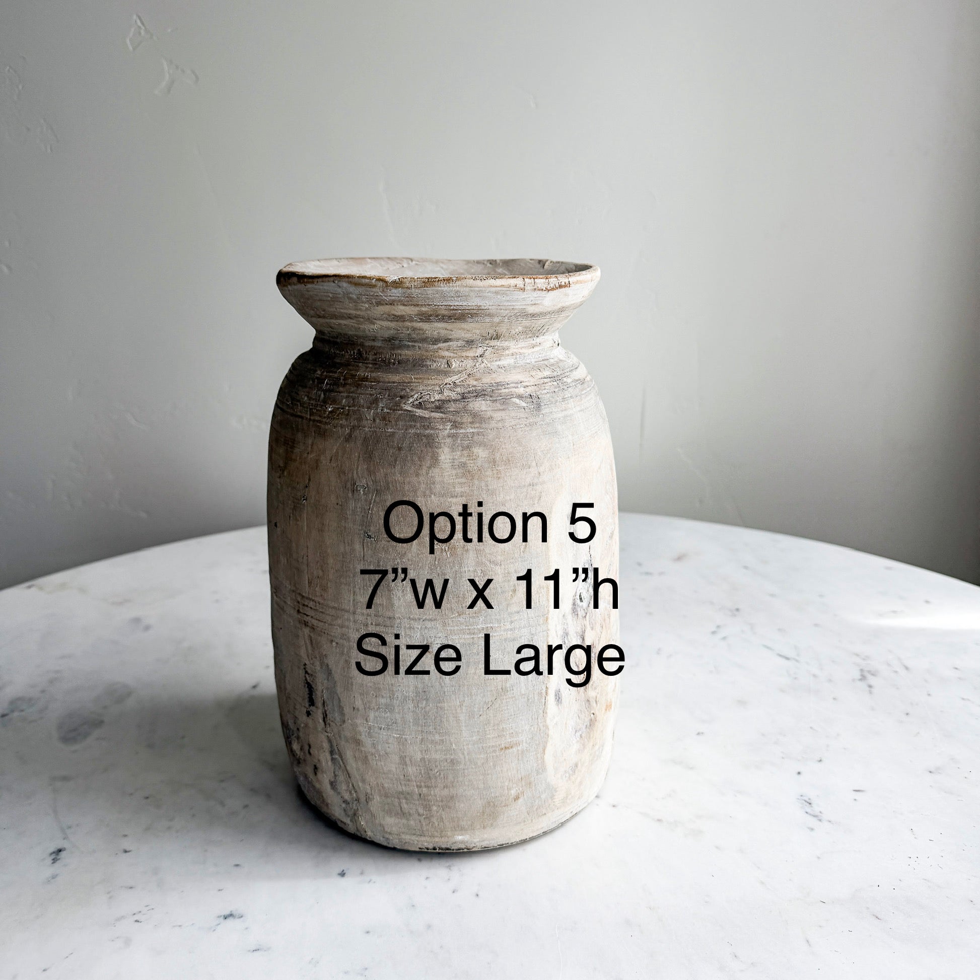 Nepali Water Pot Vase - Bleached Wood | Large Handmade Rustic Vessel Option 5