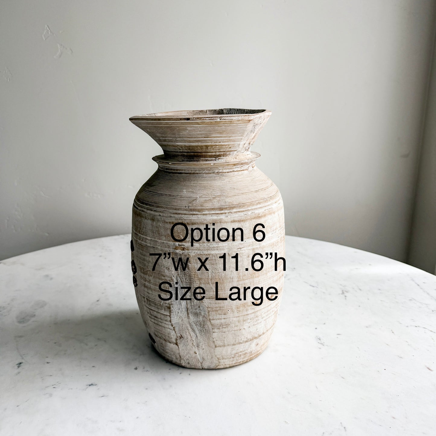 Nepali Water Pot Vase - Bleached Wood | Large Handmade Rustic Vessel Option 6