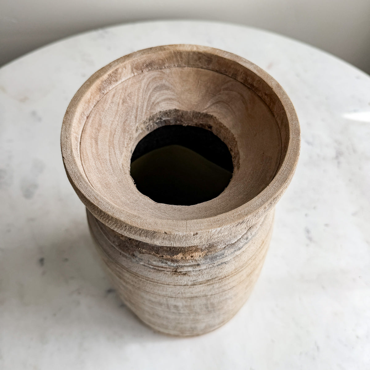 Nepali Water Pot Vase - Bleached Wood | Large Handmade Rustic Vessel Option 7