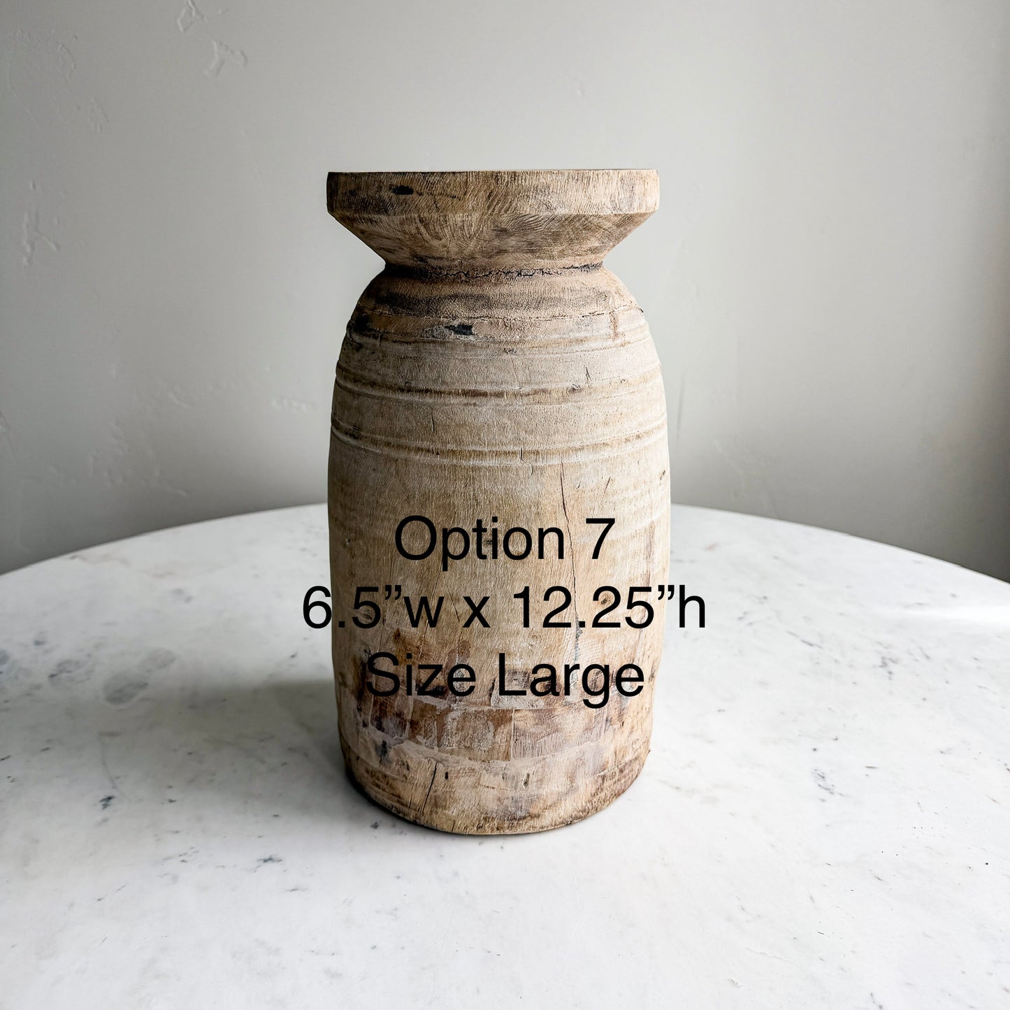Nepali Water Pot Vase - Bleached Wood | Large Handmade Rustic Vessel Option 7