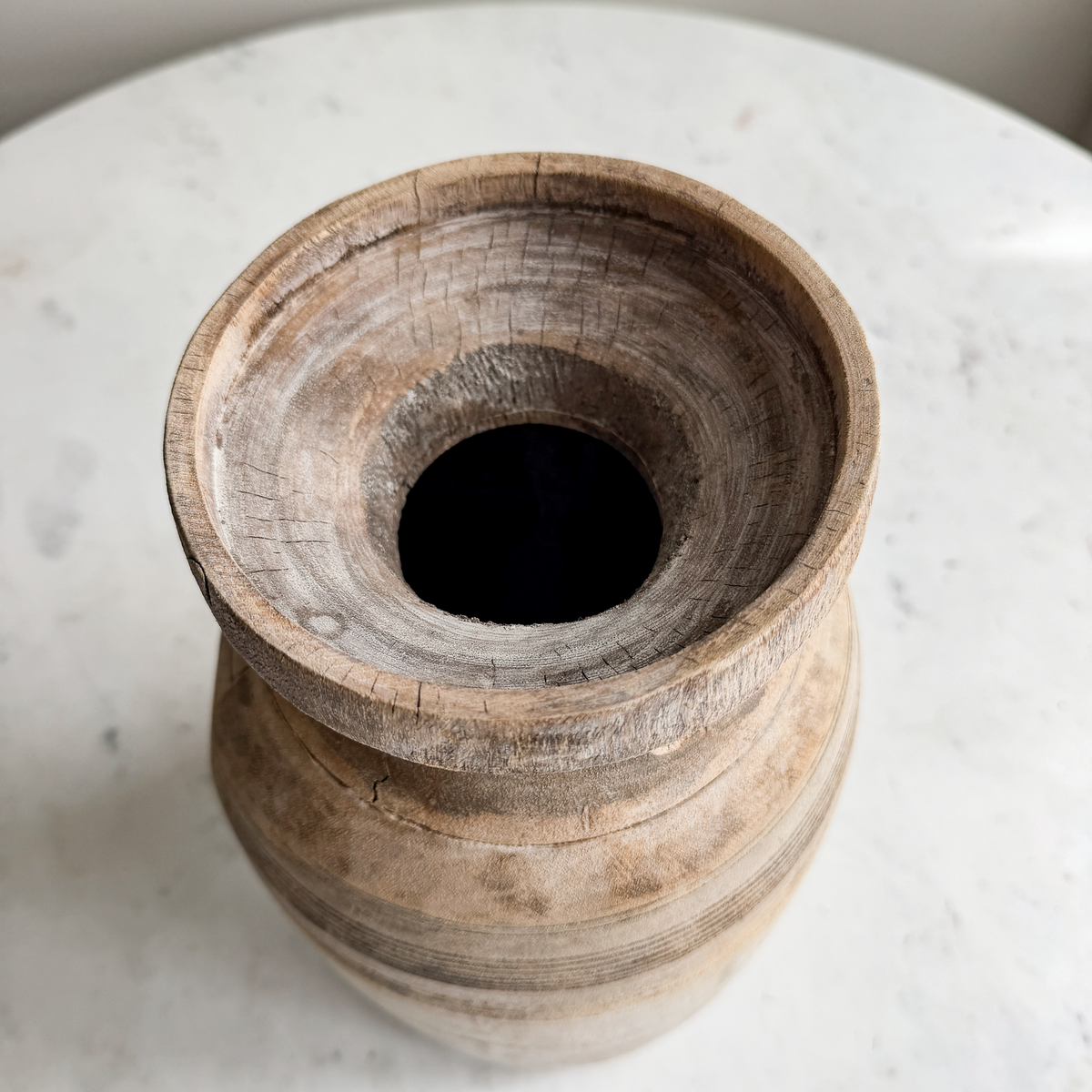 Nepali Water Pot Vase - Bleached Wood | Large Handmade Rustic Vessel Option 8