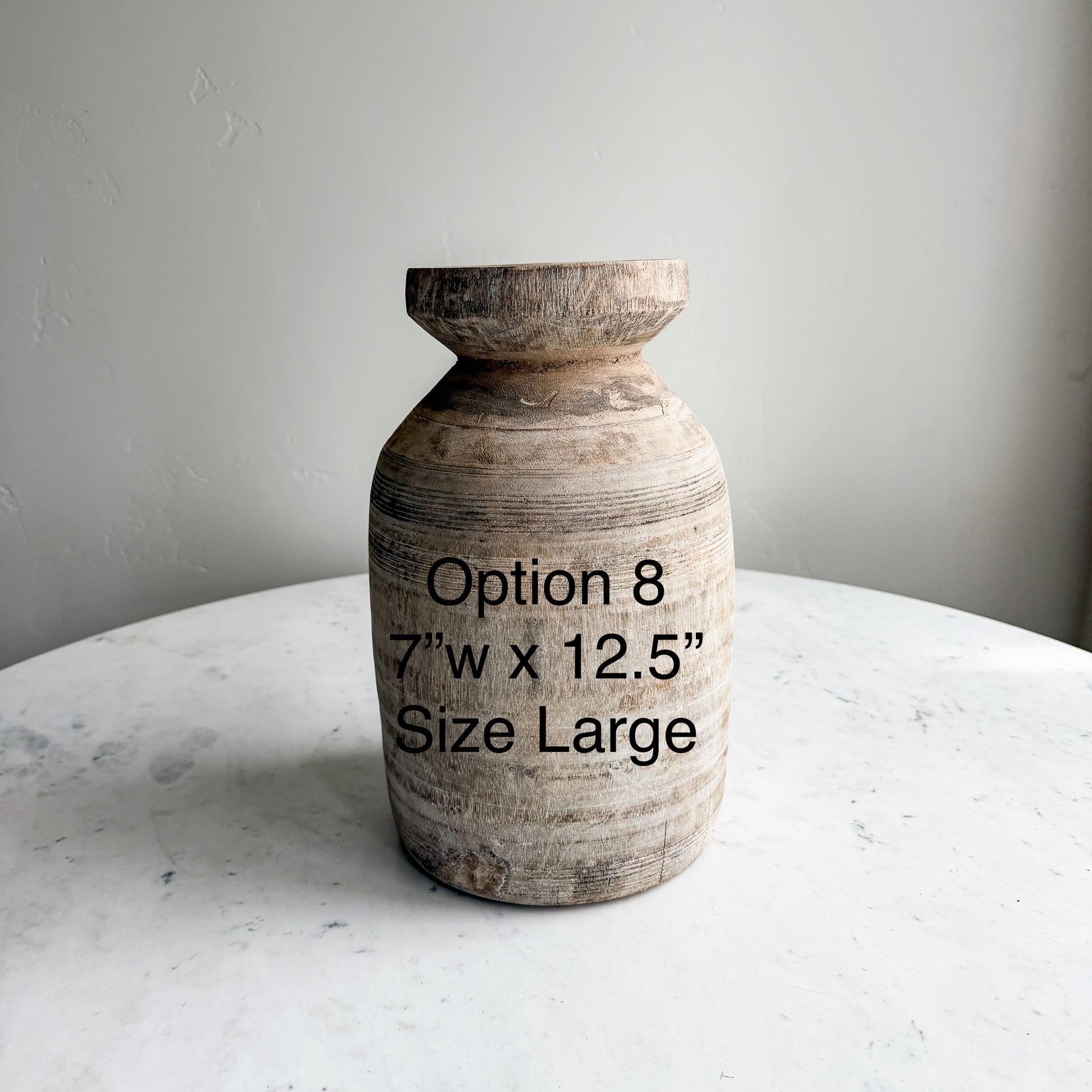 Nepali Water Pot Vase - Bleached Wood | Large Handmade Rustic Vessel Option 8