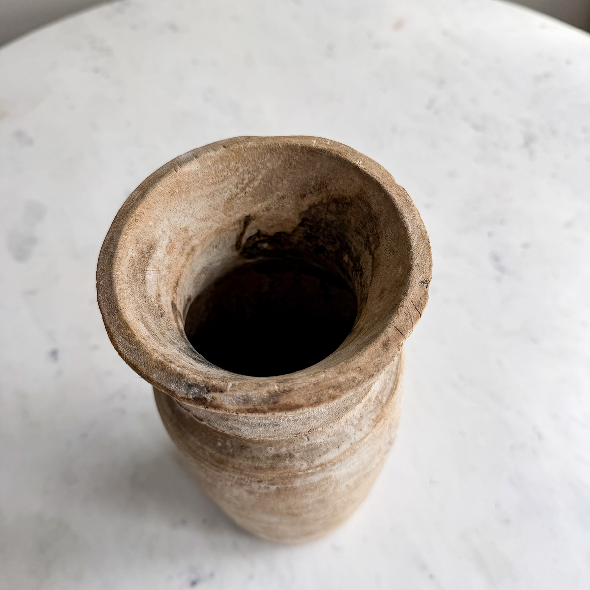 Nepali Water Pot Vase - Bleached Wood | Medium Handmade Rustic Vessel Option 3