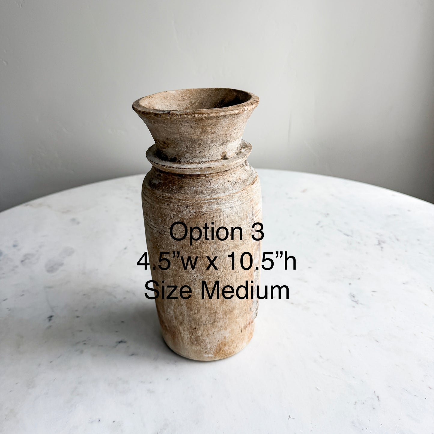 Nepali Water Pot Vase - Bleached Wood | Medium Handmade Rustic Vessel Option 3
