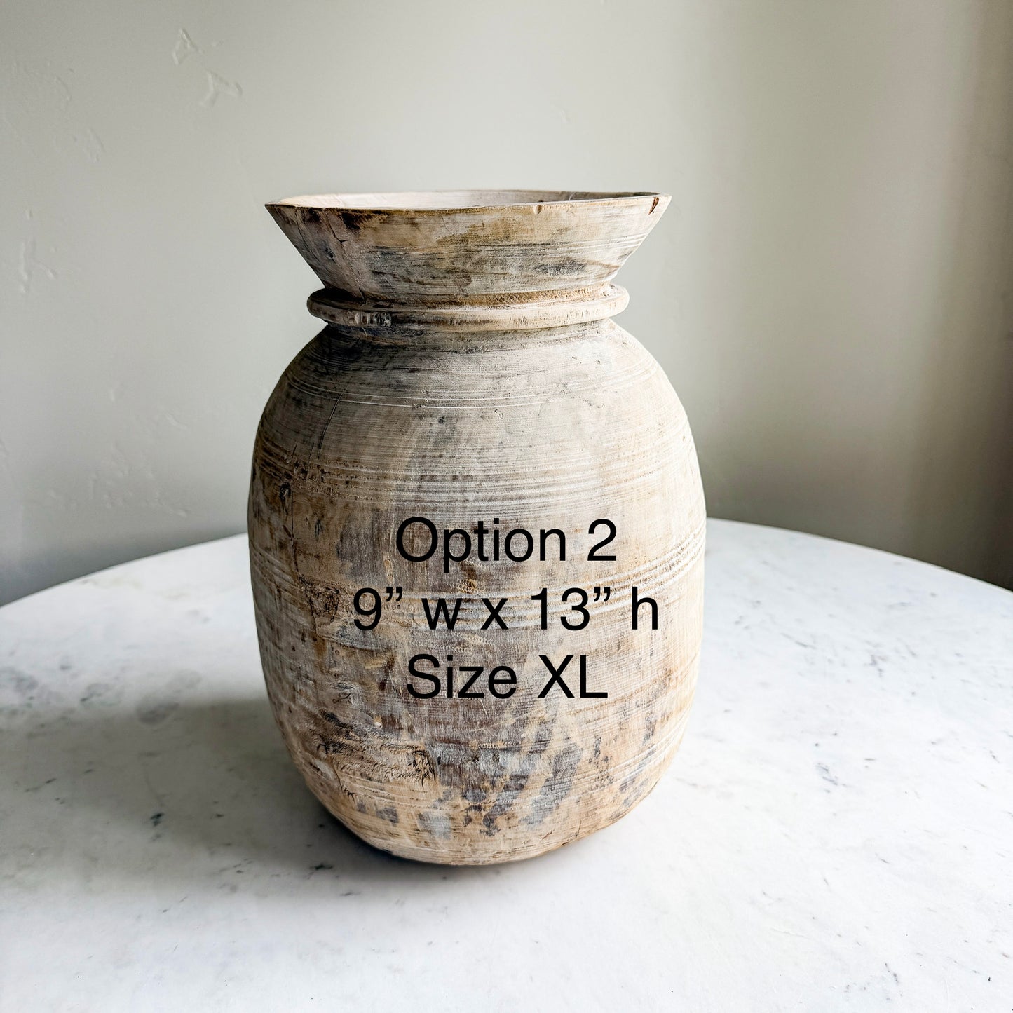Nepali Water Pot Vase - Bleached Wood | Handmade Rustic Vessel Option 2