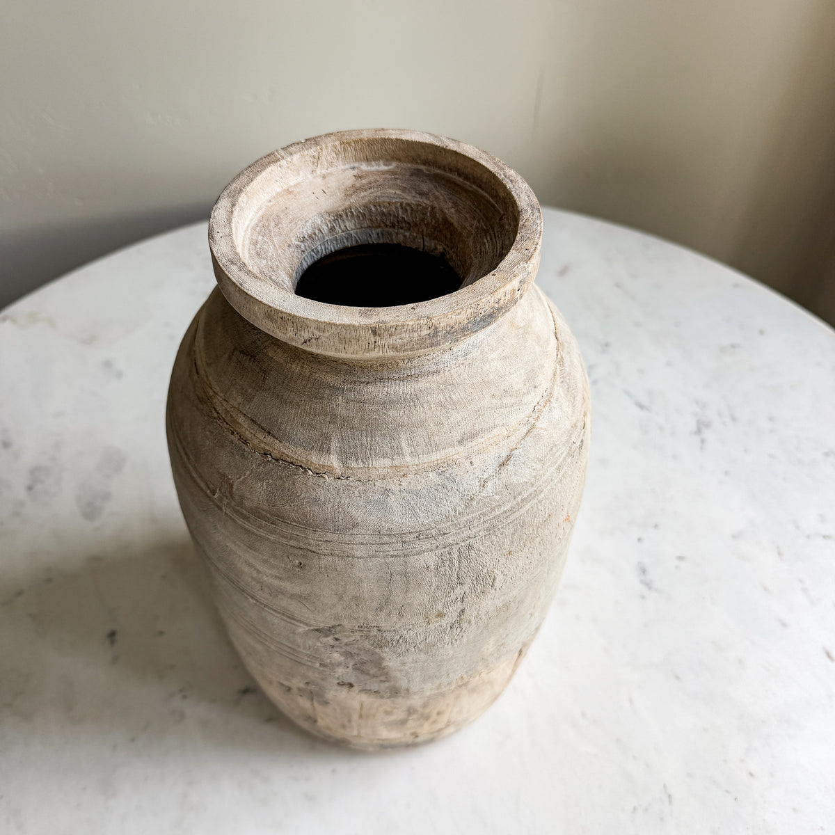 Nepali Water Pot Vase - Bleached Wood Option 4