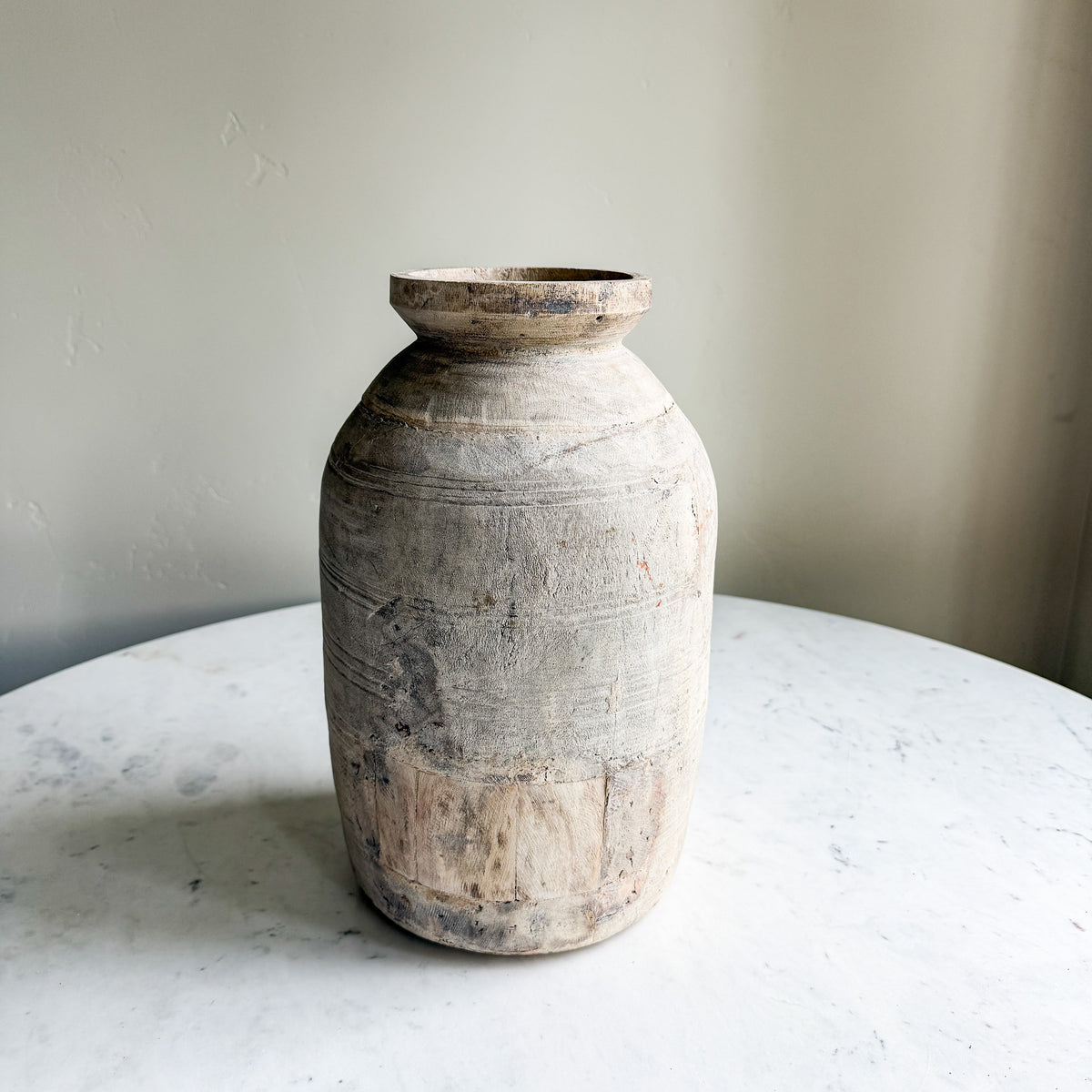 Nepali Water Pot Vase - Bleached Wood Option 4