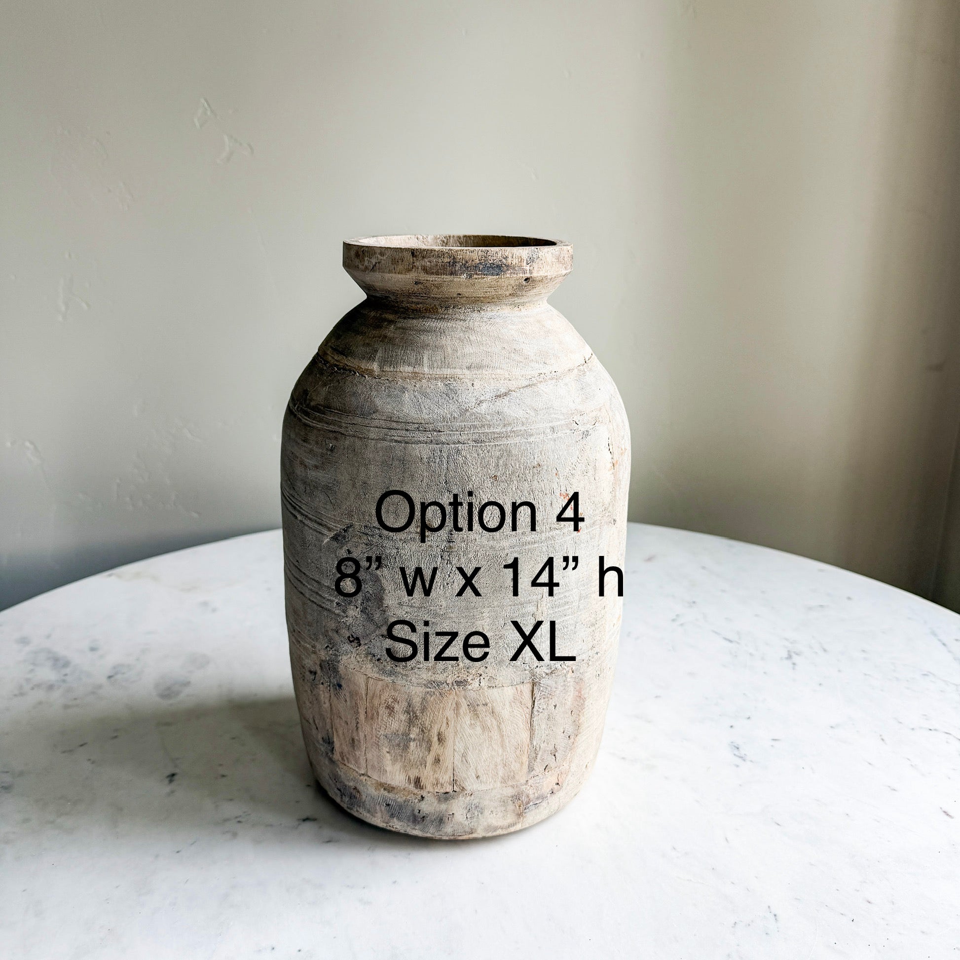 Nepali Water Pot Vase - Bleached Wood Option 4